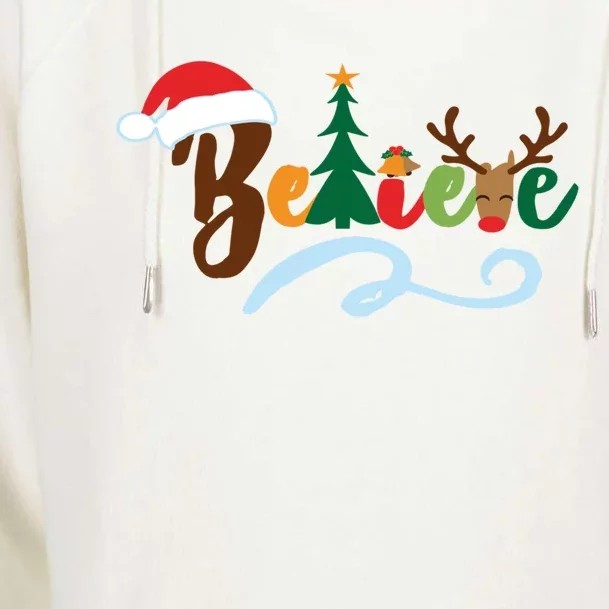 Funny Believe Christmas Gift Boys Girls Teen Xmas Tree Gift Womens Funnel Neck Pullover Hood