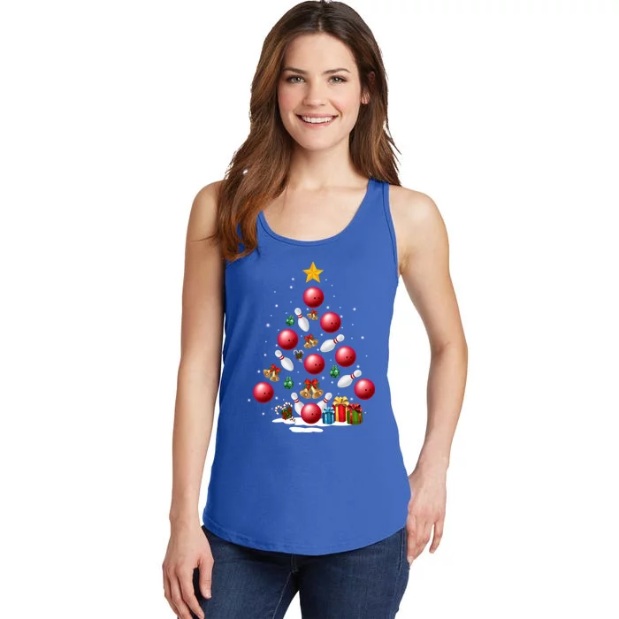 Funny Bowling Christmas Tree Lights Xmas Funny Gift Gift Ladies Essential Tank