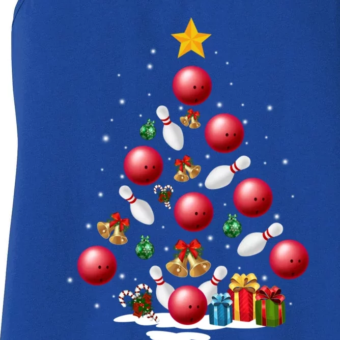 Funny Bowling Christmas Tree Lights Xmas Funny Gift Gift Women's Racerback Tank