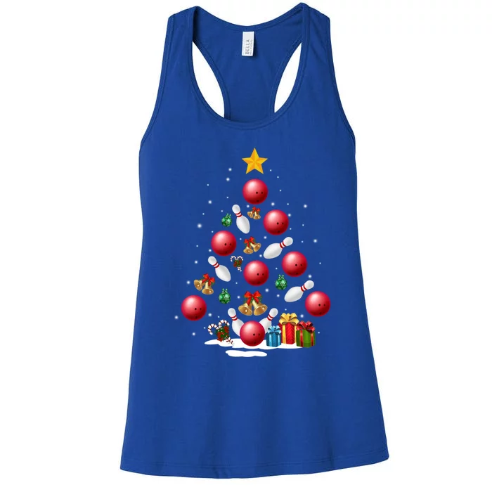 Funny Bowling Christmas Tree Lights Xmas Funny Gift Gift Women's Racerback Tank