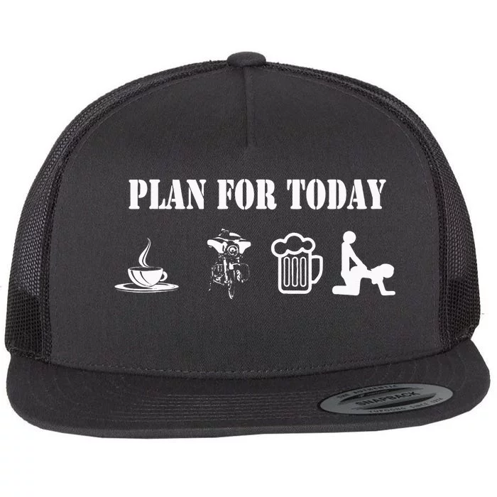 Funny Biker Chopper Motorcycle Plan For Day Flat Bill Trucker Hat