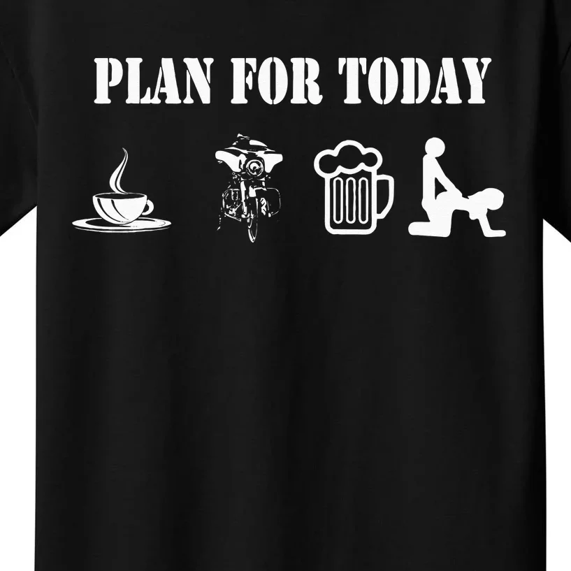 Funny Biker Chopper Motorcycle Plan For Day Kids T-Shirt