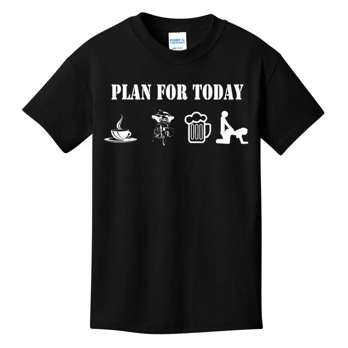 Funny Biker Chopper Motorcycle Plan For Day Kids T-Shirt