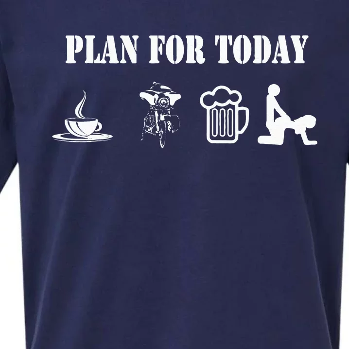 Funny Biker Chopper Motorcycle Plan For Day Sueded Cloud Jersey T-Shirt