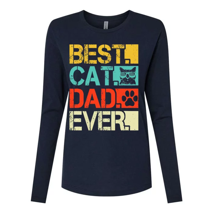 Funny Best Cat Dad Ever, Retro Fathers Day Gift Cat Lovers Womens Cotton Relaxed Long Sleeve T-Shirt