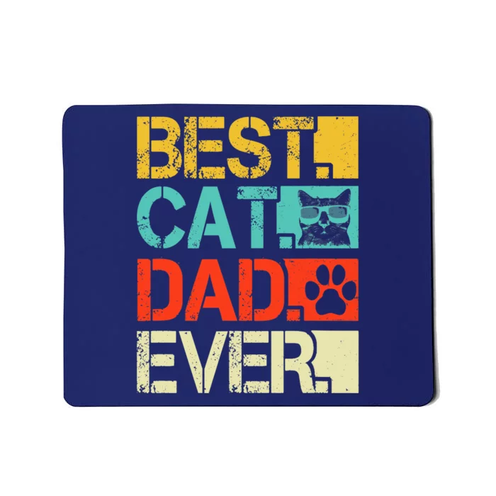 Funny Best Cat Dad Ever, Retro Fathers Day Gift Cat Lovers Mousepad