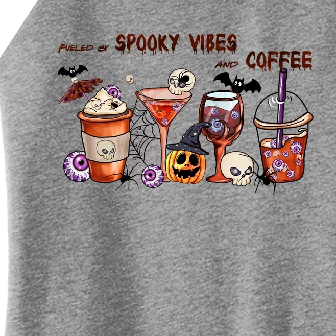 Fueled By Coffee & Spooky Vibes Coffee Lover Halloween Gift Women’s Perfect Tri Rocker Tank