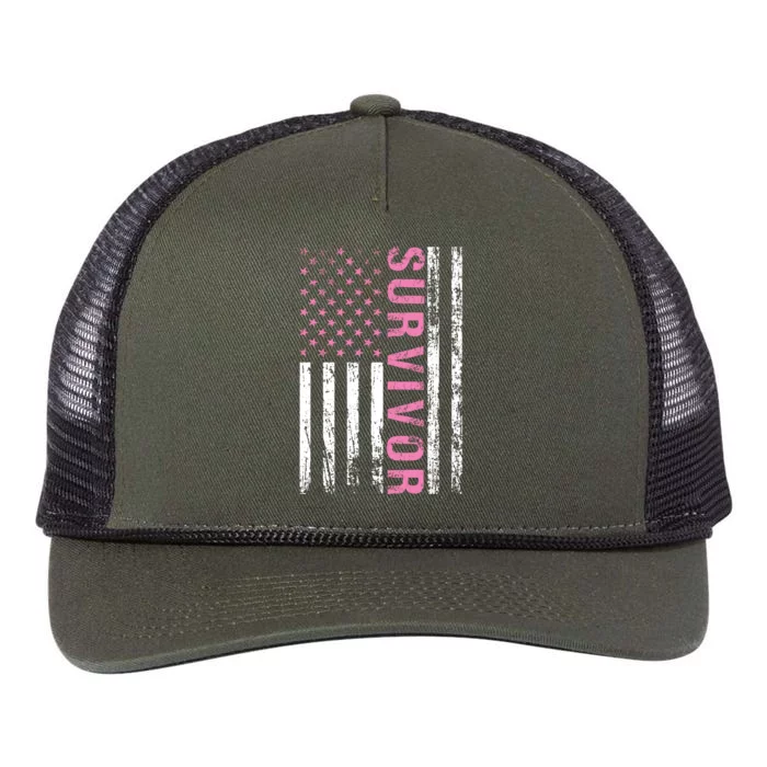 Fight Breast Cancer Awareness Survivor Retro Rope Trucker Hat Cap