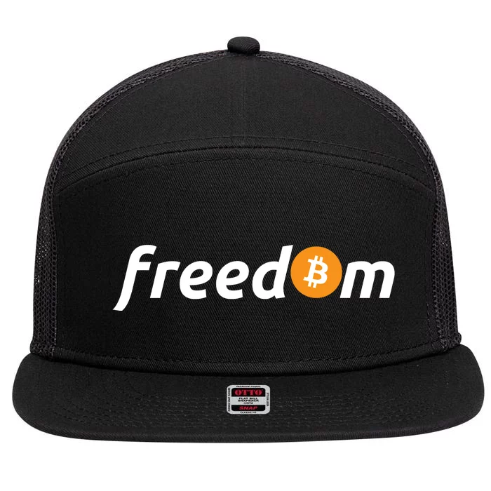 Freedom Bitcoin Crypto 7 Panel Mesh Trucker Snapback Hat