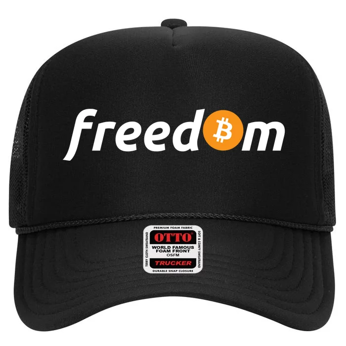 Freedom Bitcoin Crypto High Crown Mesh Trucker Hat