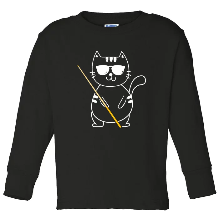 Funny Billiard Cat Billard 8ball Pool Snooker Gift Toddler Long Sleeve Shirt