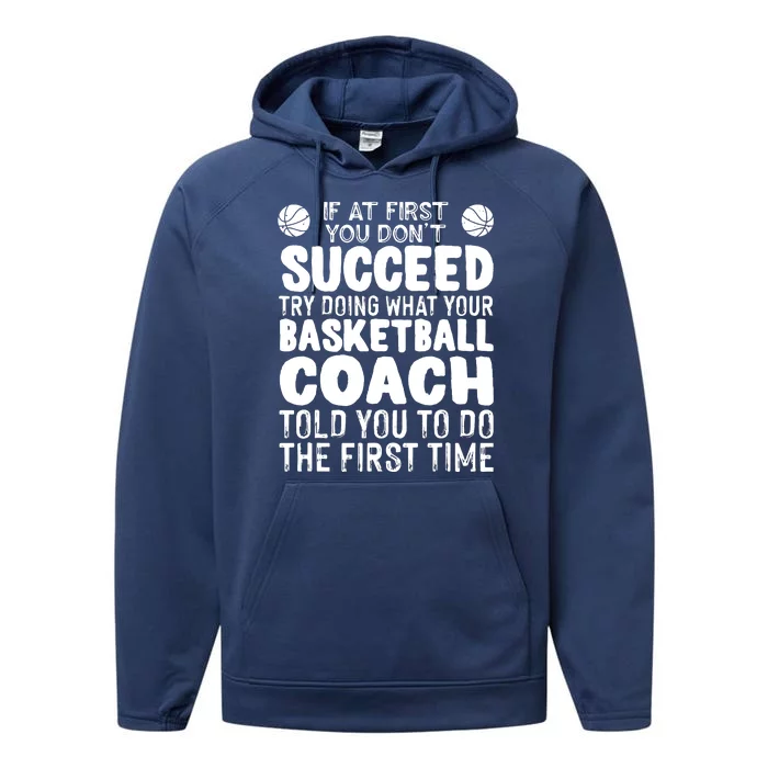 Funny Basketball Coaching For Men Women Team Player Sports Performance Fleece Hoodie