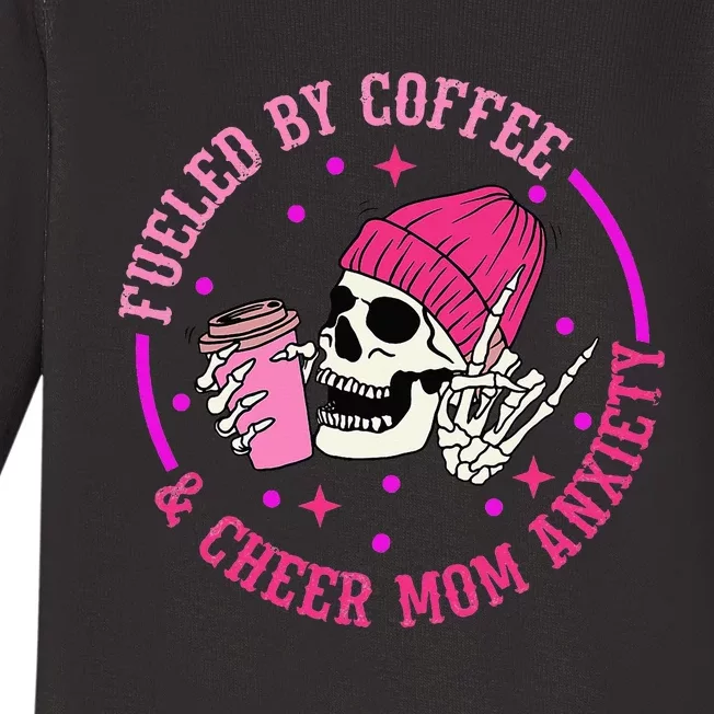 Fueled By Coffee & Cheer Mom Anxiety Baby Long Sleeve Bodysuit