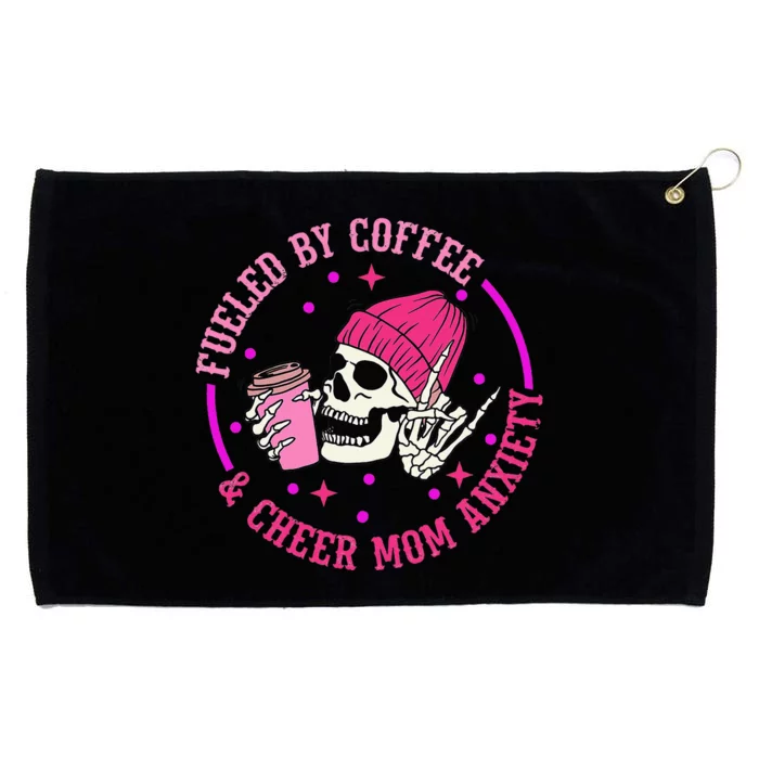 Fueled By Coffee & Cheer Mom Anxiety Grommeted Golf Towel