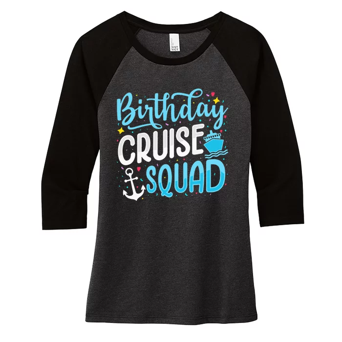 funny Birthday Cruise Squad Cruising Vacation Women's Tri-Blend 3/4-Sleeve Raglan Shirt