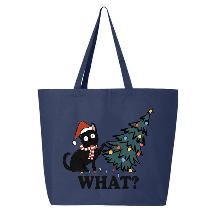 Funny Black Cat Pushing Christmas Tree What? Christmas Cat Meaningful Gift 25L Jumbo Tote