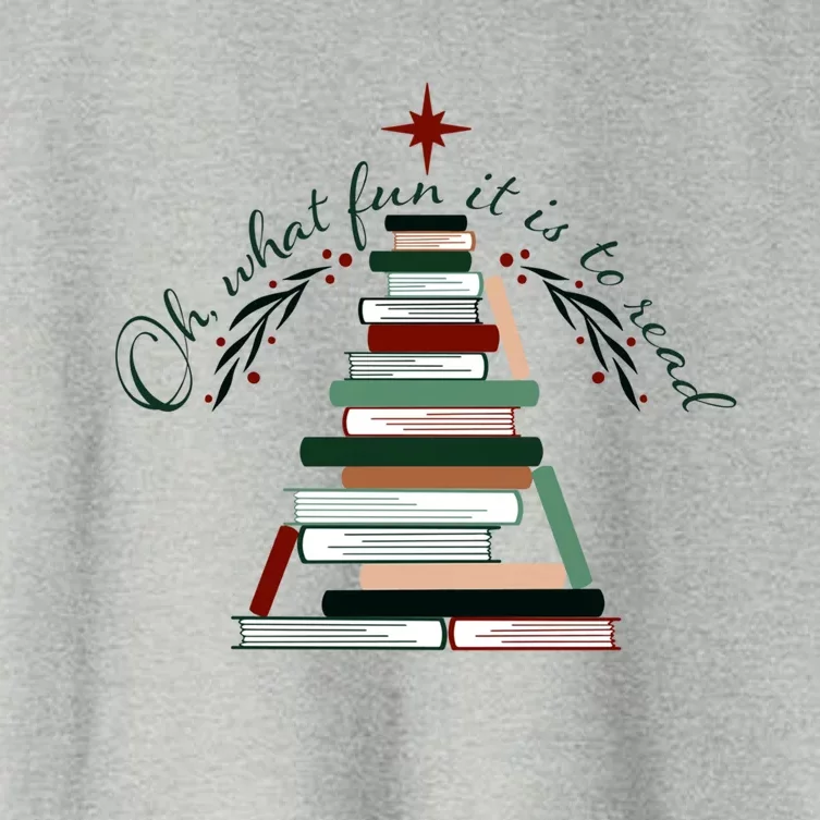 Funny Book Christmas Tree Oh What Fun Is It To Read Booknerd Gift Women's Crop Top Tee