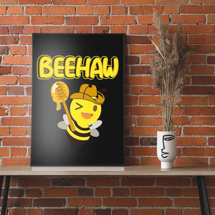 Funny Beehaw Cowboy Bee Cowgirl Bee Country Design Poster