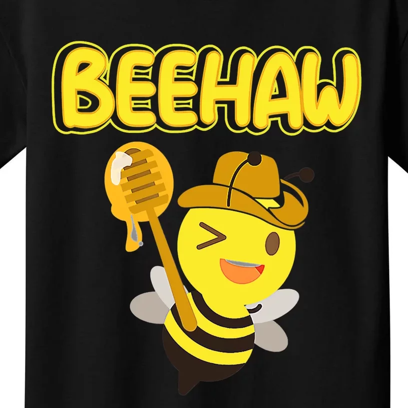 Funny Beehaw Cowboy Bee Cowgirl Bee Country Design Kids T-Shirt