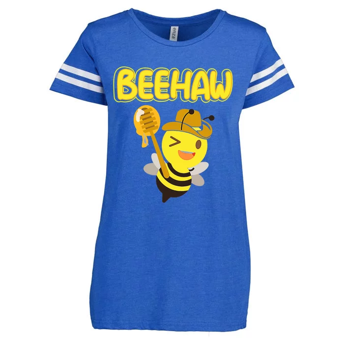 Funny Beehaw Cowboy Bee Cowgirl Bee Country Design Enza Ladies Jersey Football T-Shirt