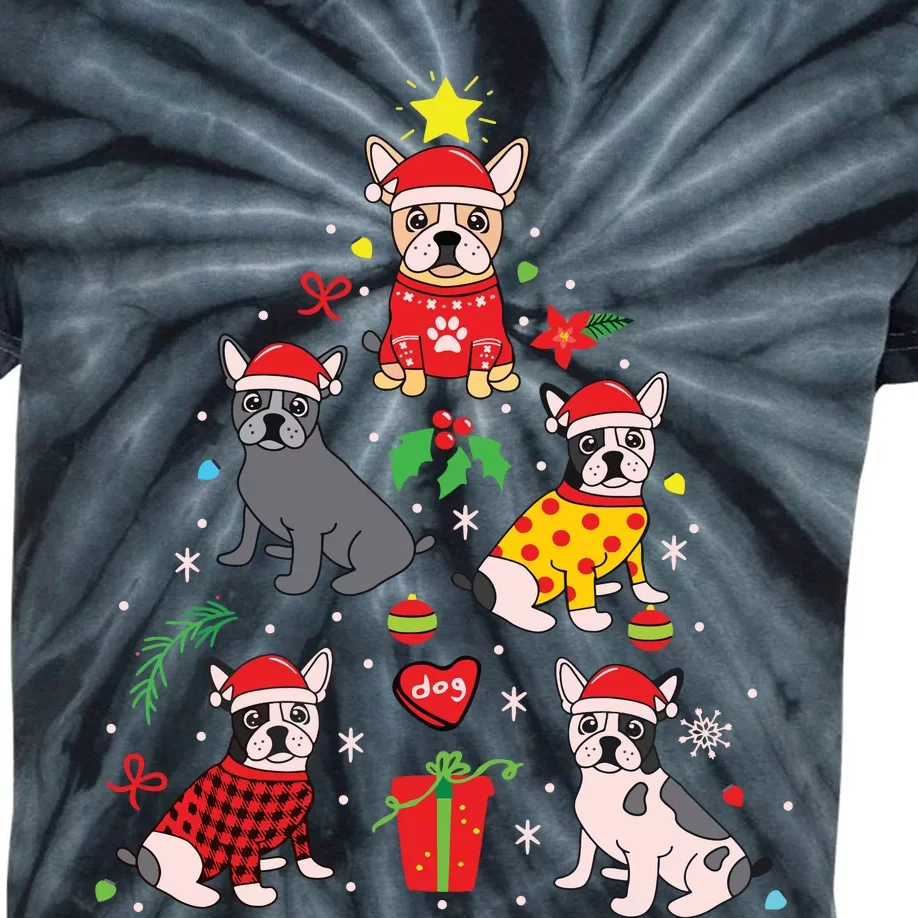 French Bulldog Christmas Ornament Tree Decor Funny Dog Gift Kids Tie-Dye T-Shirt