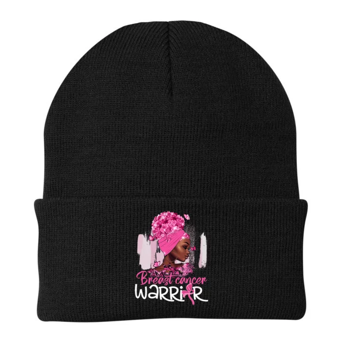 Fighting Breast Cancer Warrior Messy Bun Wear Pink Knit Cap Winter Beanie