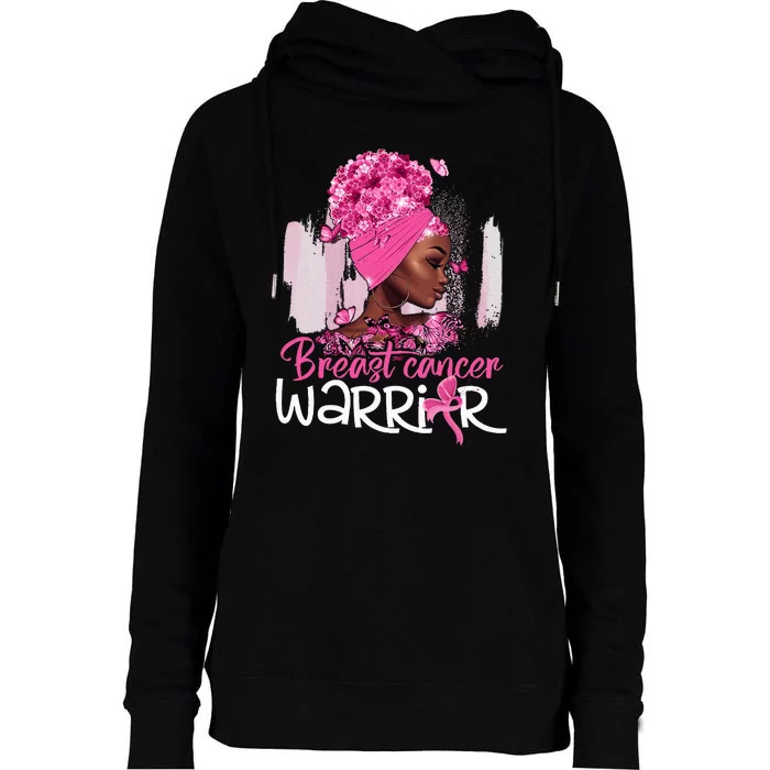 Fighting Breast Cancer Warrior Messy Bun Wear Pink Womens Funnel Neck Pullover Hood