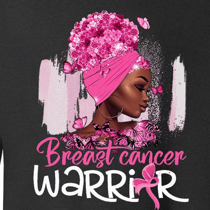 Fighting Breast Cancer Warrior Messy Bun Wear Pink Toddler Sweatshirt