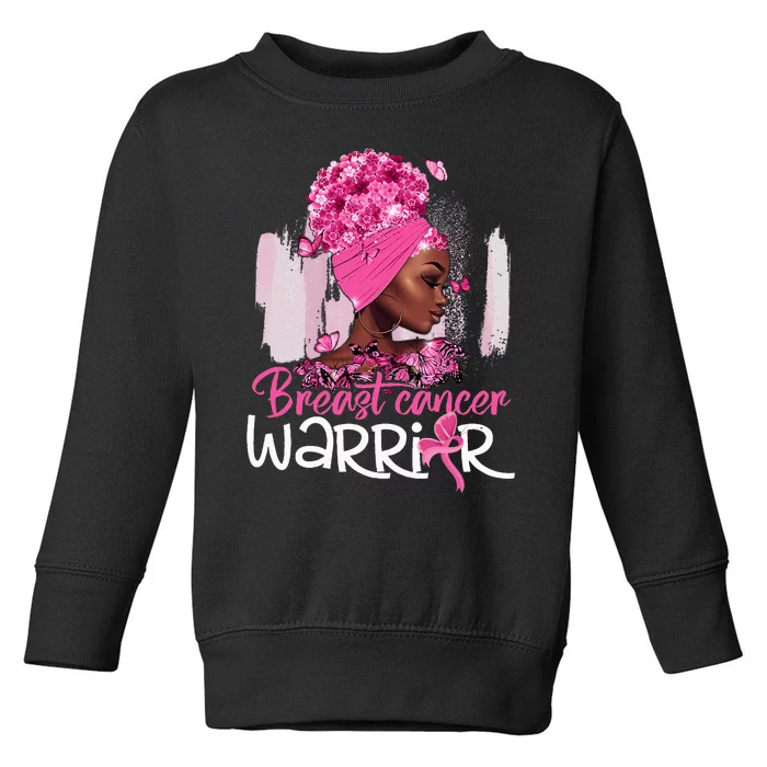 Fighting Breast Cancer Warrior Messy Bun Wear Pink Toddler Sweatshirt