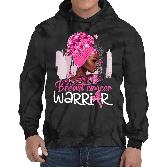 Fighting Breast Cancer Warrior Messy Bun Wear Pink Tie Dye Hoodie