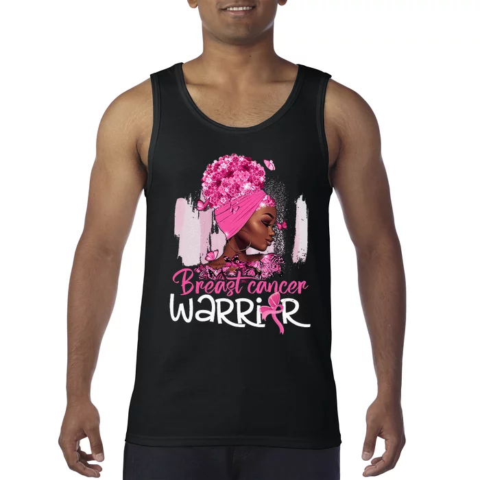 Fighting Breast Cancer Warrior Messy Bun Wear Pink Tank Top