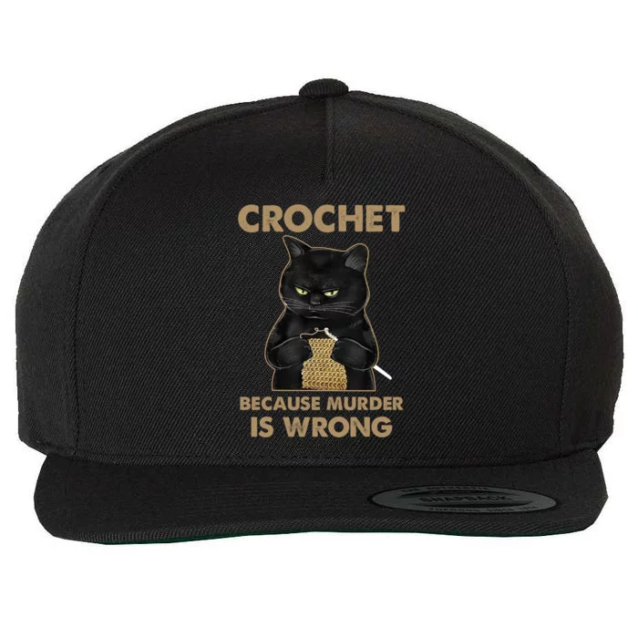 Funny Black Cat Crochet Because Murder Is Wrong Crocheting Meaningful Gift Wool Snapback Cap