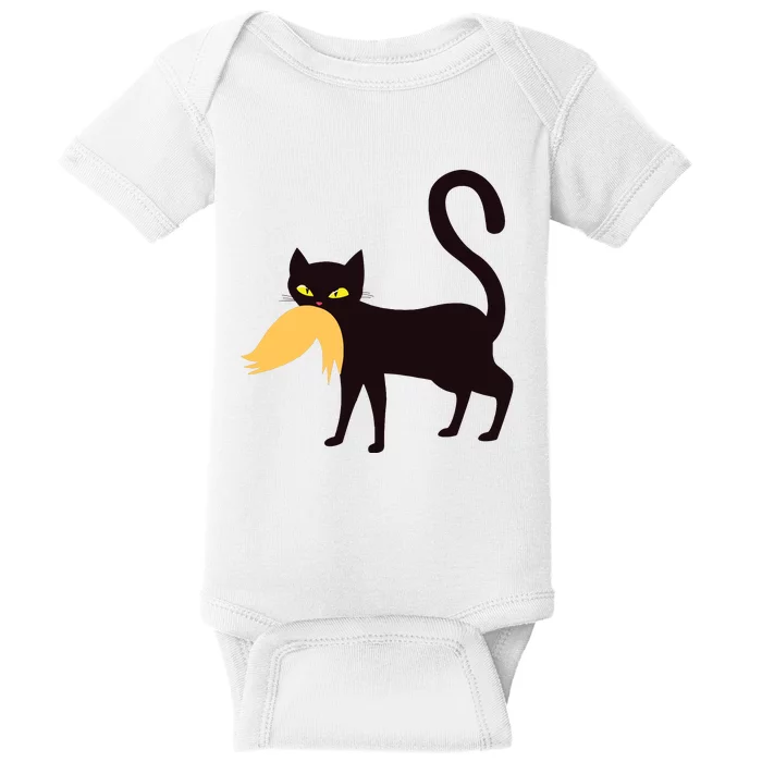 Funny Black Cat Kamala Harris 2024 Trump Hair Antitrump Baby Bodysuit