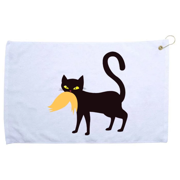 Funny Black Cat Kamala Harris 2024 Trump Hair Antitrump Grommeted Golf Towel