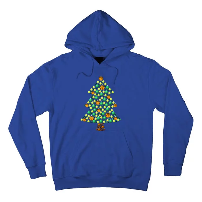 Fun Basketball Christmas Basketball Tree Meaningful Gift Tall Hoodie