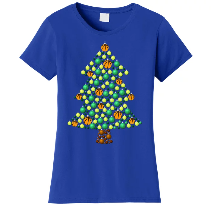 Fun Basketball Christmas Basketball Tree Meaningful Gift Women's T-Shirt