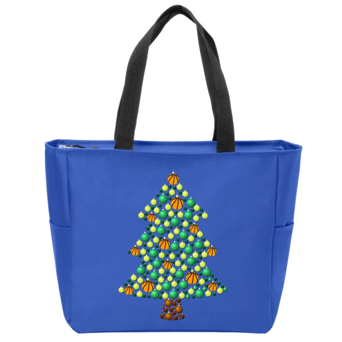 Fun Basketball Christmas Basketball Tree Meaningful Gift Zip Tote Bag