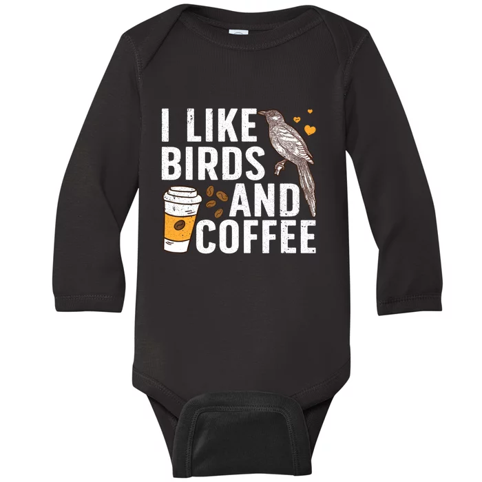 Funny Birds Coffee Design For Men Women Bird Lover Coffee Baby Long Sleeve Bodysuit