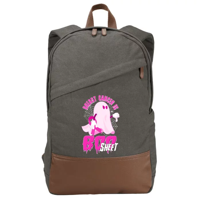 Funny Breast Cancer Is Boo Sheet Halloween Ghost Cotton Canvas Backpack