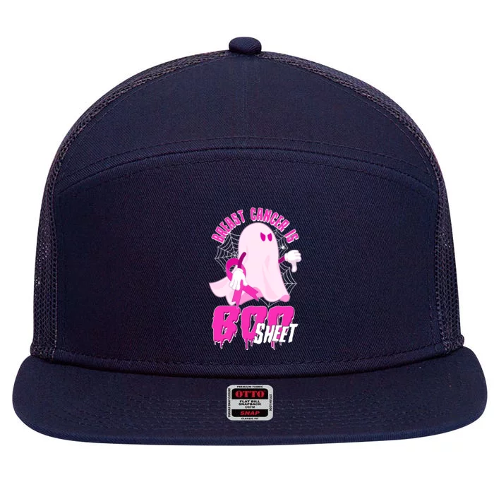 Funny Breast Cancer Is Boo Sheet Halloween Ghost 7 Panel Mesh Trucker Snapback Hat