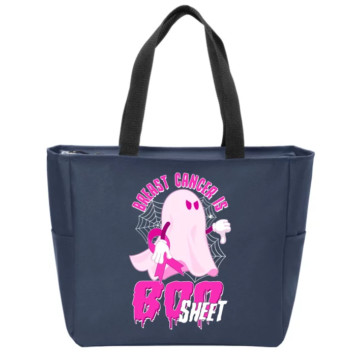 Funny Breast Cancer Is Boo Sheet Halloween Ghost Zip Tote Bag