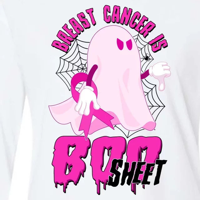 Funny Breast Cancer Is Boo Sheet Halloween Ghost Womens Cotton Relaxed Long Sleeve T-Shirt