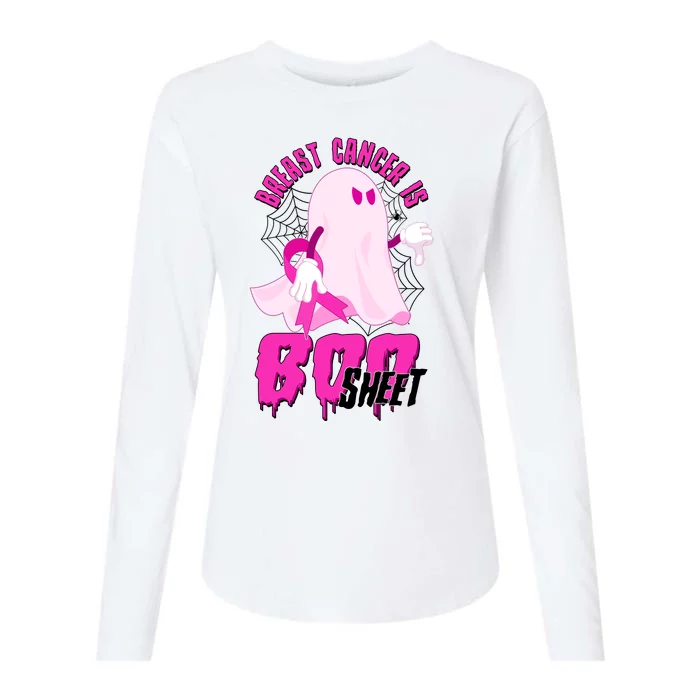 Funny Breast Cancer Is Boo Sheet Halloween Ghost Womens Cotton Relaxed Long Sleeve T-Shirt