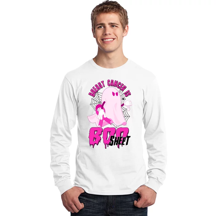 Funny Breast Cancer Is Boo Sheet Halloween Ghost Long Sleeve Shirt