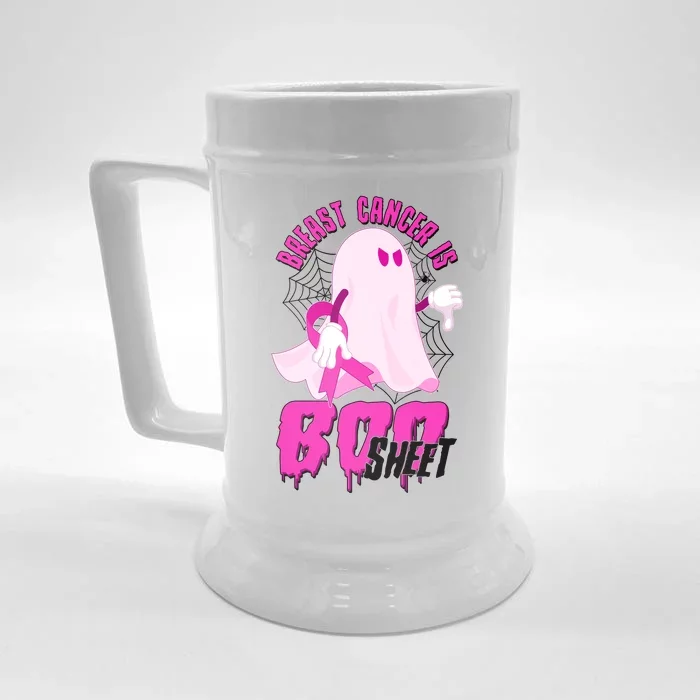 Funny Breast Cancer Is Boo Sheet Halloween Ghost Front & Back Beer Stein