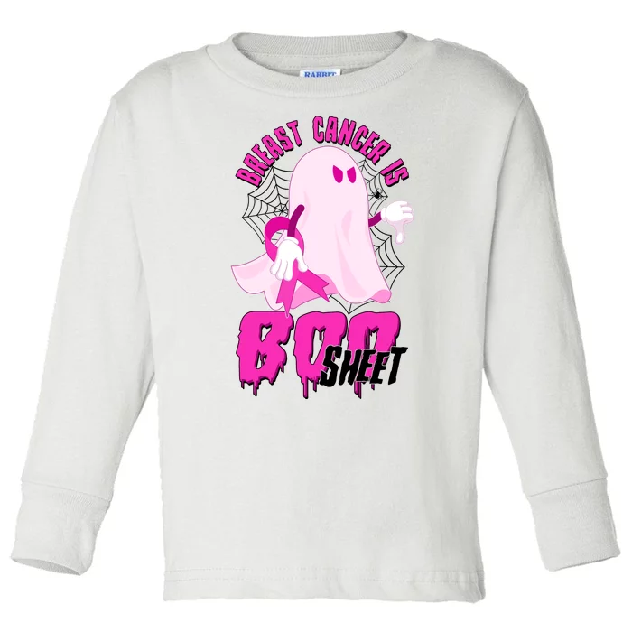 Funny Breast Cancer Is Boo Sheet Halloween Ghost Toddler Long Sleeve Shirt