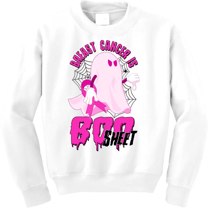 Funny Breast Cancer Is Boo Sheet Halloween Ghost Kids Sweatshirt