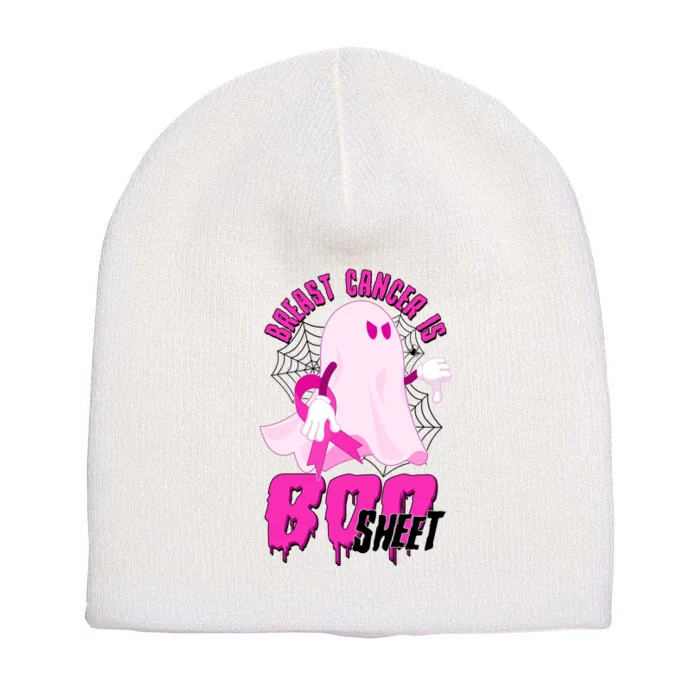 Funny Breast Cancer Is Boo Sheet Halloween Ghost Short Acrylic Beanie