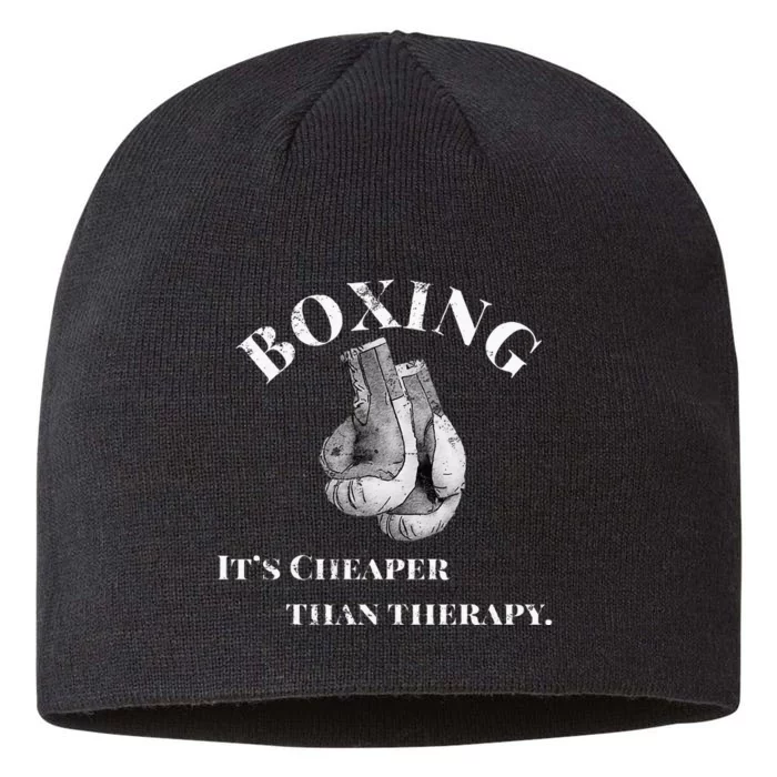 Funny Boxing Cheaper Than Therapy 8 1/2in Sustainable Knit Beanie