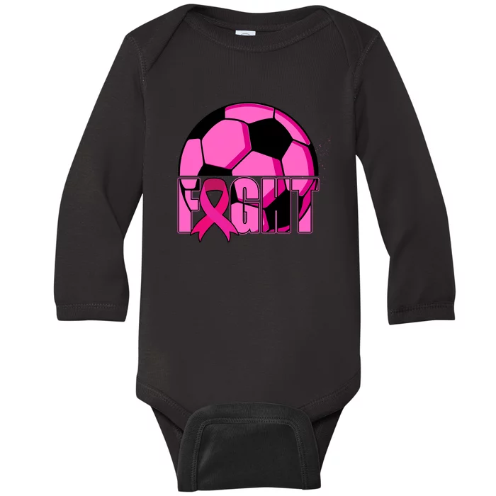 Fight Breast Cancer Soccer Baby Long Sleeve Bodysuit